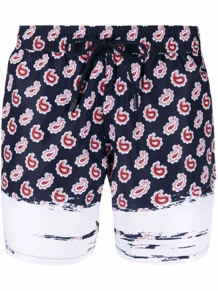 Slip de baie Etro cu imagine cu model paisley albastru