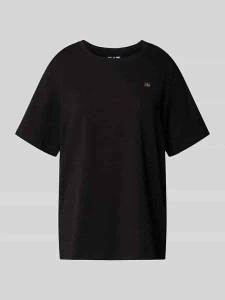 T-shirt o kroju regular fit z mieszanki bawełny z aplikacją z logo Ea7 Emporio Armani czarna