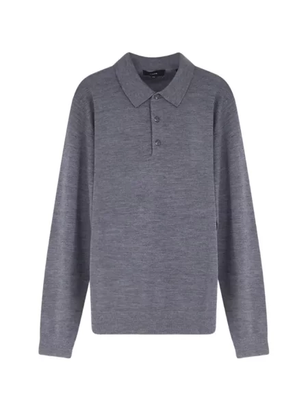 Gulerat tricou polo Vince din lână merinos gri