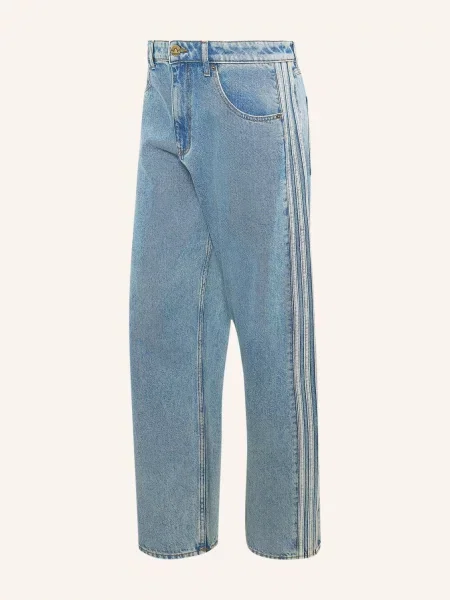 Jeansy z szerokimi nogawkami z czystej bawełny Adidas Originals niebieskie