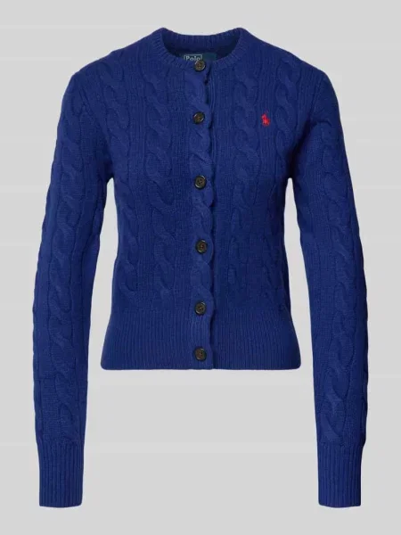 Kardigan z mieszanki wełny i kaszmiru z wyhaftowanym logo Polo Ralph Lauren niebieski