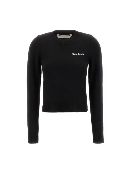 Sweter Palm Angels wełniany klasyczny z logo czarny
