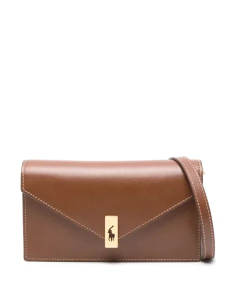 Haftowane satynowe spodnie Polo Ralph Lauren do kolan czarne