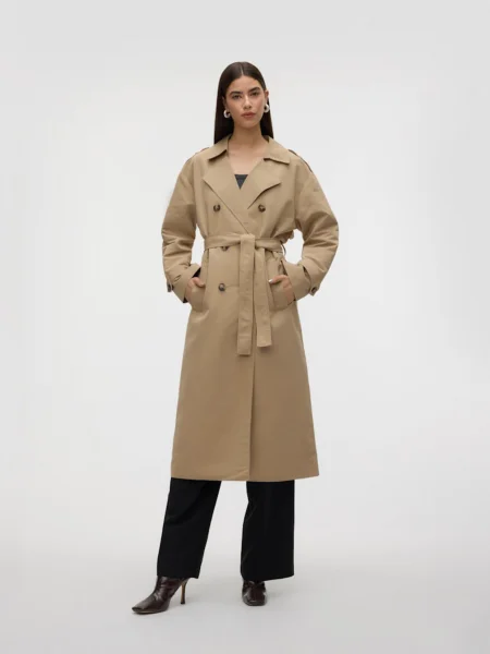 VERO MODA Prechodný kabát CHLOE tmavobéžová béžová