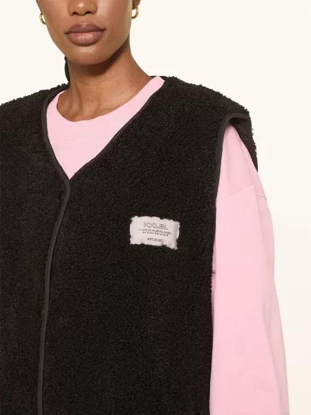 Karo Kauer Kamizelka Oversize Z Pluszu schwarz czarna