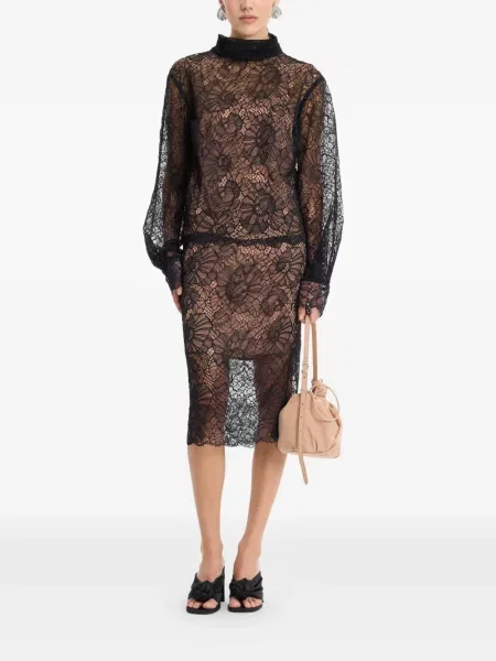 Lung rochie midi Rotate Birger Christensen din dantelă negru