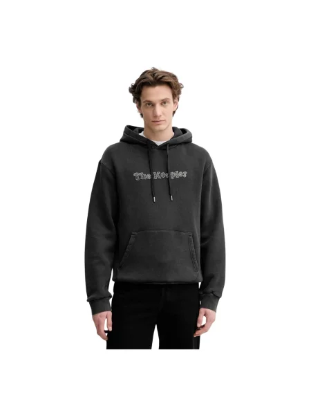 The Kooples bluza szary z kapturem z aplikacją czarna