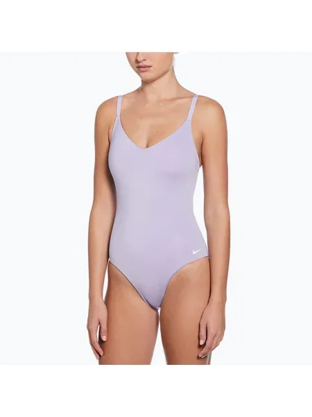 Női egyrészes fürdőruha Nike Essential V-nyakú hortenziák. Méret: S lila