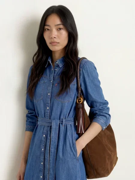 Levi's sukienka jeansowa JOURNEY LS MAXI niebieska