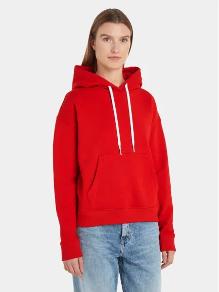 Tommy Jeans Bluză Logo Drawcord Boxy Fit roșu