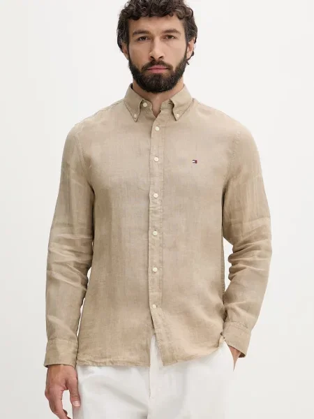 Koszula casualowa o kroju regular fit z czystego lnu Tommy Hilfiger beżowa