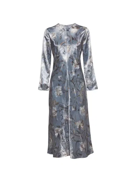 Rochie maxi Vince din satin cu model floral cu imagine albastru