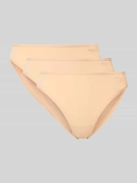 Slipy z mieszanka bawełny z nadruk z logo w zestaw 3 szt. Skiny beżowe