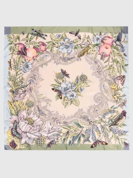 Хустка із шовку в квітковий принт Etro рожева