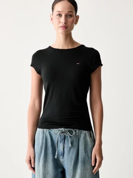 Tommy Jeans tričko s viskózou černé