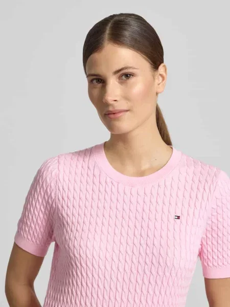 T-shirt krój slim fit z czystej bawełny Tommy Hilfiger różowa