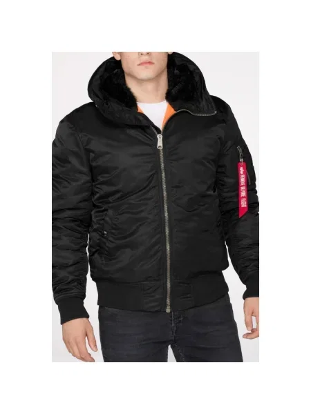 Pánska bunda Alpha Industries Hooded Bomber black čierna