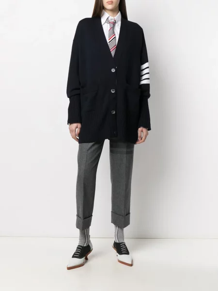 Cardigan Thom Browne cu dungi albastru