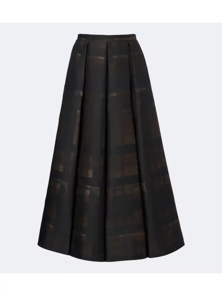 Spódnica midi Emilia Wickstead w kratę brązowa
