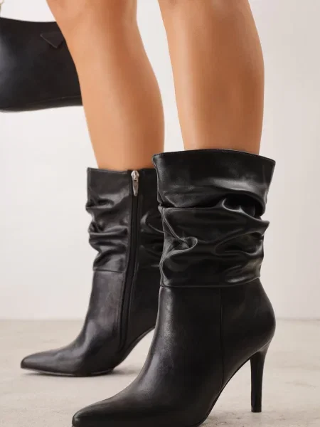 Botine cu stiletto tip Slouchy Desirlotte negre