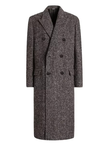 Palton Dolce & Gabbana cu model herringbone negru