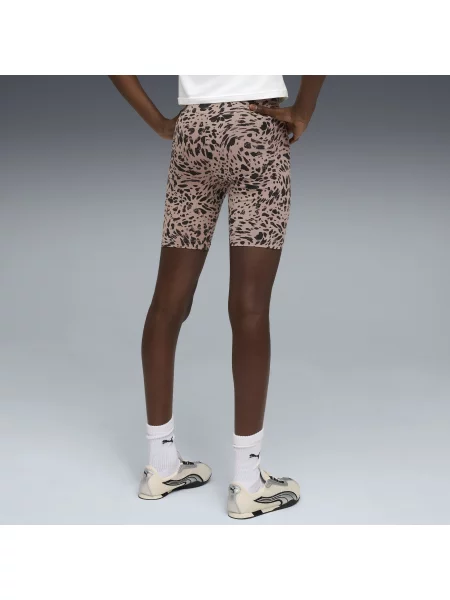 PUMA Młodzieżowe krótkie legginsy ze zwierzęcym nadrukiem Odzież beżowy