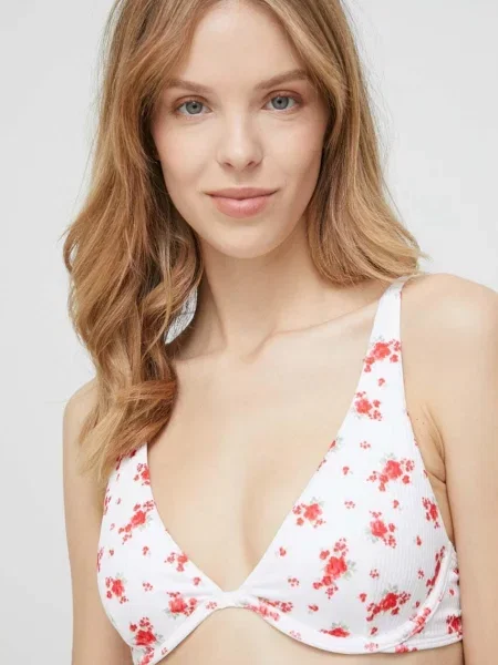 Plavková podprsenka Hollister Co. měkký košík bílá