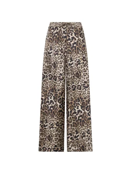 Pantaloni palazzo Pierre-louis Mascia de mătase cu imagine cu model leopard maro