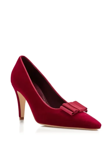 Pantofi cu toc Manolo Blahnik cu funde de catifea roșu