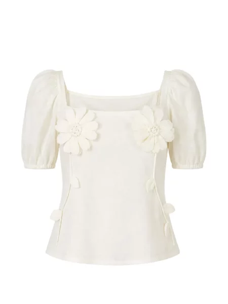 Bluză Farm Rio cu model floral cu aplicații alb
