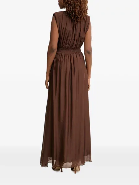 Rochie maxi Haveone cu volane maro