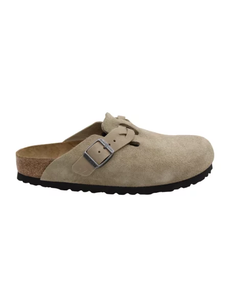 Klapki Birkenstock plecione zamszowe brązowe