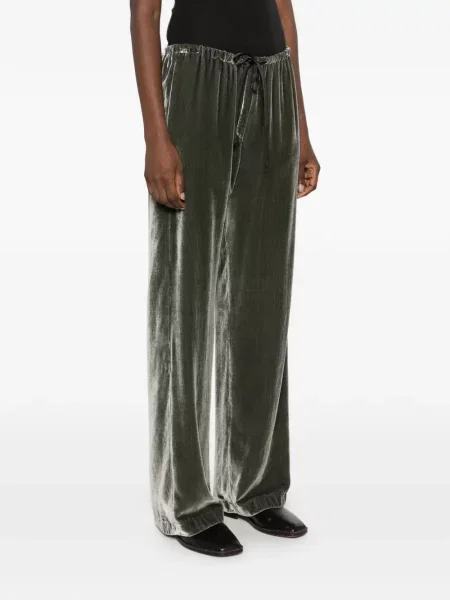 Pantaloni Forte_forte de catifea cu cordon verde