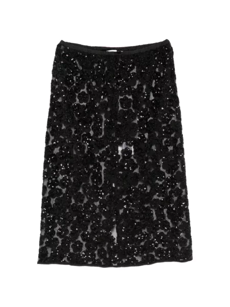 Fustă midi Cecilie Bahnsen cu paiete cu model floral negru