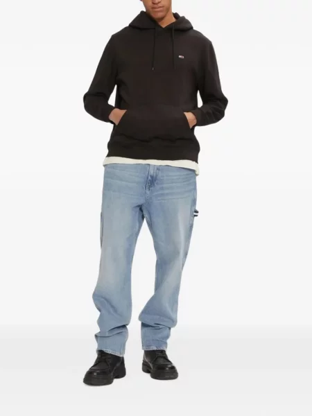 Fleece hoodie Tommy Jeans μαύρο