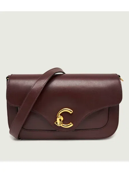 Bőr crossbody táska Coccinelle barna