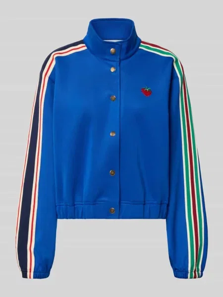 Bluza rozpinana z paskami w kontrastowym kolorze model ‘Brooklynn’ Lollys Laundry niebieska