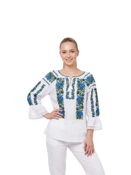 Rody’s forever Bluză tradițională Oktoberfest Damenbluse optisch weiß/grün alb