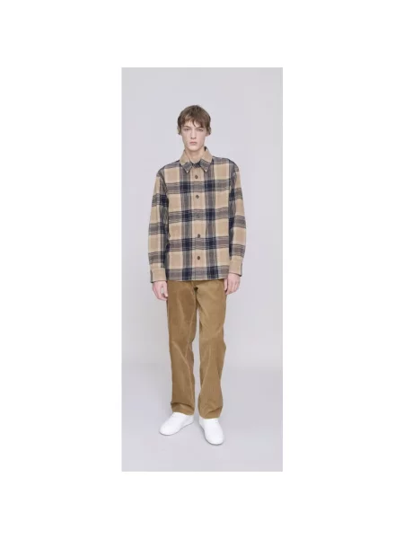 Koszula A.p.c. wełniana w kratę brązowa