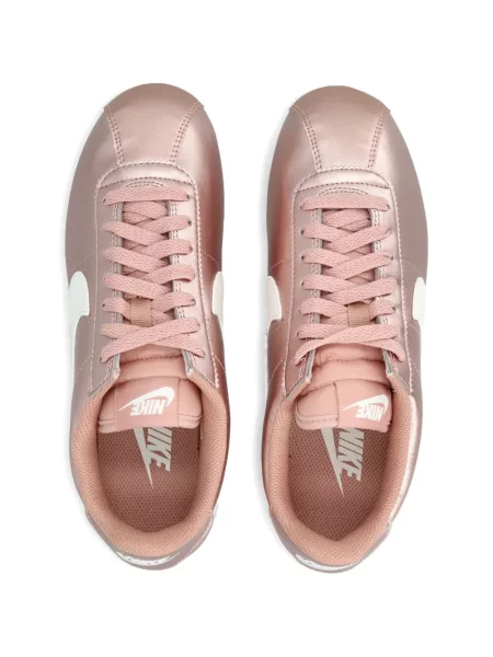 Decupat pantaloni scurți Nike Cortez cu cataramă din poplin alb
