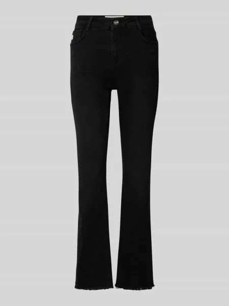 Jeansy o kroju kick flare fit z frędzlami model ‘LINDENHOF’ Goldgarn czarne