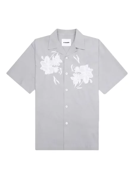 Cămașă Jil Sander cu broderie cu model floral gri
