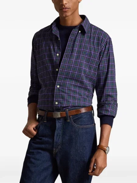 Πουκάμισο Polo Ralph Lauren υφαίνω διαγωνίως μωβ
