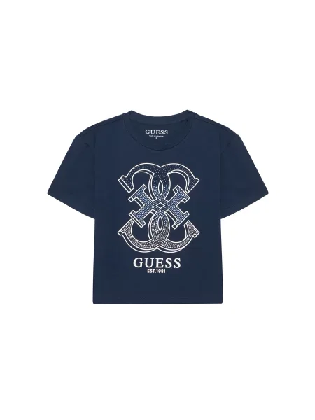 Guess Marškinėliai Tamsiai Regular Fit mėlyna
