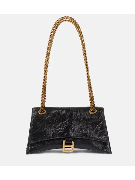Mała torebka skórzana Balenciaga Crush skórzana czarna