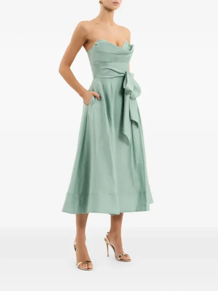 Rochie midi Rebecca Vallance cu funde până la genunchi fără bretele verde