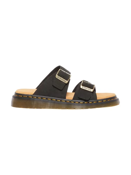 Klapki Dr. Martens zamszowe na sprzączkę klasyczne czarne