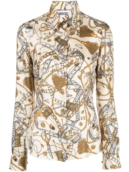Cămașă Moschino de mătase cu imagine