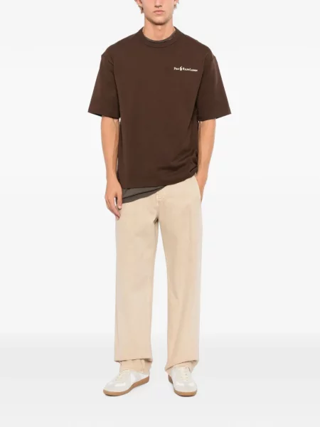 Tricou polo Polo Ralph Lauren cu broderie maro