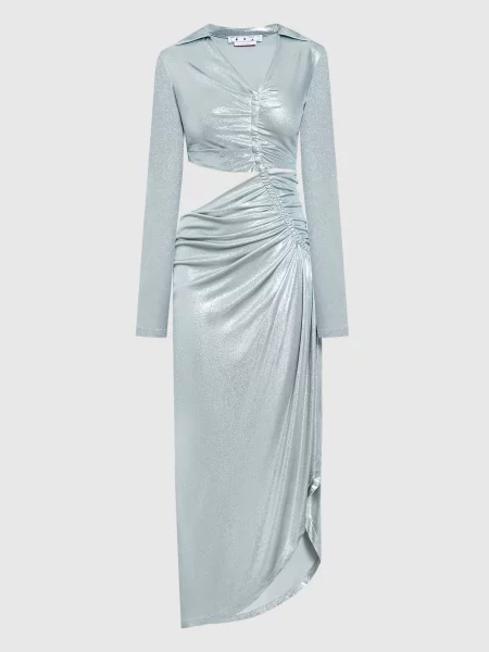 Сукня міді з люрексом Off-white блакитна